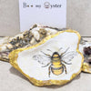 Bumble Bee Detailed Oyster Shell Decorative Trinket Dish 8.5