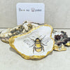 Bumble Bee Detailed Oyster Shell Decorative Trinket Dish 8.5