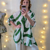 Oversized cotton shirt in green print