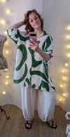 Oversized cotton shirt in green print