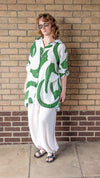 Oversized cotton shirt in green print
