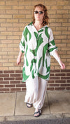 Oversized cotton shirt in green print