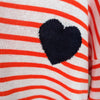 Red & White Striped V Neck Sweater