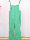 Candy stripe cotton dungarees in green