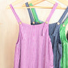 Candy stripe cotton dungarees.