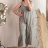 Stripey, viscose dungarees in khaki