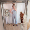 Candy stripe cotton dungarees in white