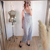 Candy stripe cotton dungarees in white