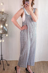 Candy stripe cotton dungarees in white