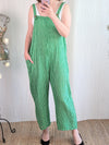 Candy stripe cotton dungarees in green