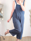 Candy stripe cotton dungarees in navy