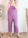 Candy stripe cotton dungarees.