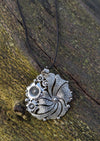 Silver flower necklace with cord