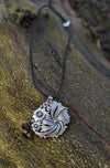 Silver flower necklace with cord