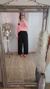 Red & White Striped V Neck Sweater