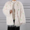Polka-Dot Shaggy Cape Coat CE102: Yellow Mix