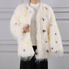 Polka-Dot Shaggy Cape Coat CE102: Yellow Mix