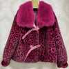 Leopard Print Buckled Faux Fur Jacket DH01: Purple