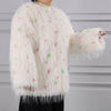 Polka-Dot Shaggy Cape Coat CE102: Yellow Mix