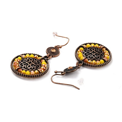 Round boho beaded earrings