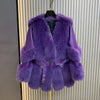 Faux Fur and Leather Winter Coat DH20: Purple