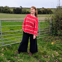  Scalloped fluffy jumper | Red