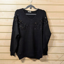  Sequin flower detail jumper | Black