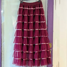  Long tiered tulle skirt | Burgundy