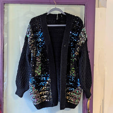  Sequin thick knit cardi | Black