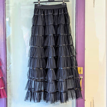  Long tiered tulle skirt | Black