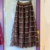 Long tiered tulle skirt | Brown