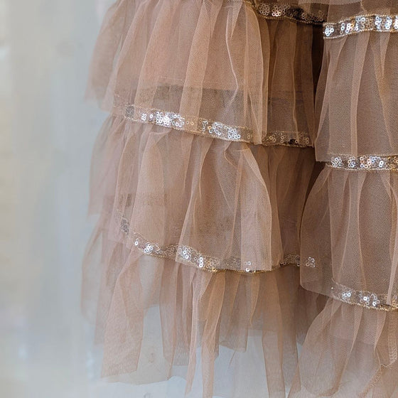 Long tiered tulle skirt | Cream