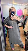 Cocoon maxi shirt dress in Grey