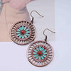 Aztec Round Teal Hoop Earrings