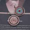 Aztec Round Teal Hoop Earrings