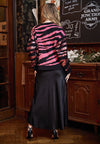 Zebra Knit Jumper with Sequin Sleeve in Black Pink: One Size