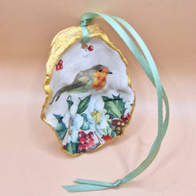  Christmas Ornament Robin Redbreast Oyster Shell Decoration
