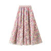 3D Floral Sequins Petal Skirt SK214: Blue