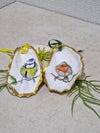 NEW Robin & Blue Tit BIrds Hanging Ornament Oyster Shells