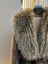 Luxurious Longline Faux Fur Coat with Belt in Brown DH28