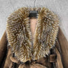 Luxurious Longline Faux Fur Coat with Belt in Brown DH28