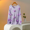 Cosy Sweater with 3D Floral Embellishments SK156: Lilac