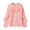 Dreamy Sweater with Floral Trim and Crystals SK169