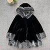 Luxurious Black Faux Fur Trim Hooded Winter Coat DH12