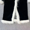 Chic Black & White Faux Fur Trim Long Coat DH31
