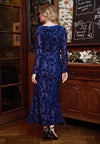 Maxi Dress in Navy Burnout Velvet: XL