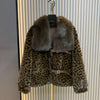 Leopard Print Buckled Faux Fur Jacket DH01: Green