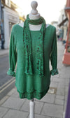 Jumper with scarf | Green