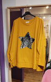 Sequin star sweatshirt | Mustard