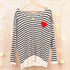 Black & White Striped V Neck Sweater